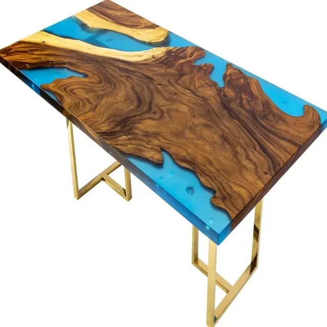 Console epoxy Cher, résine bleue — tables d'appoint et consoles