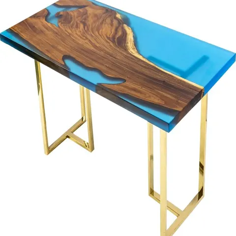 Console epoxy Vienne, résine bleue — tables d'appoint et consoles
