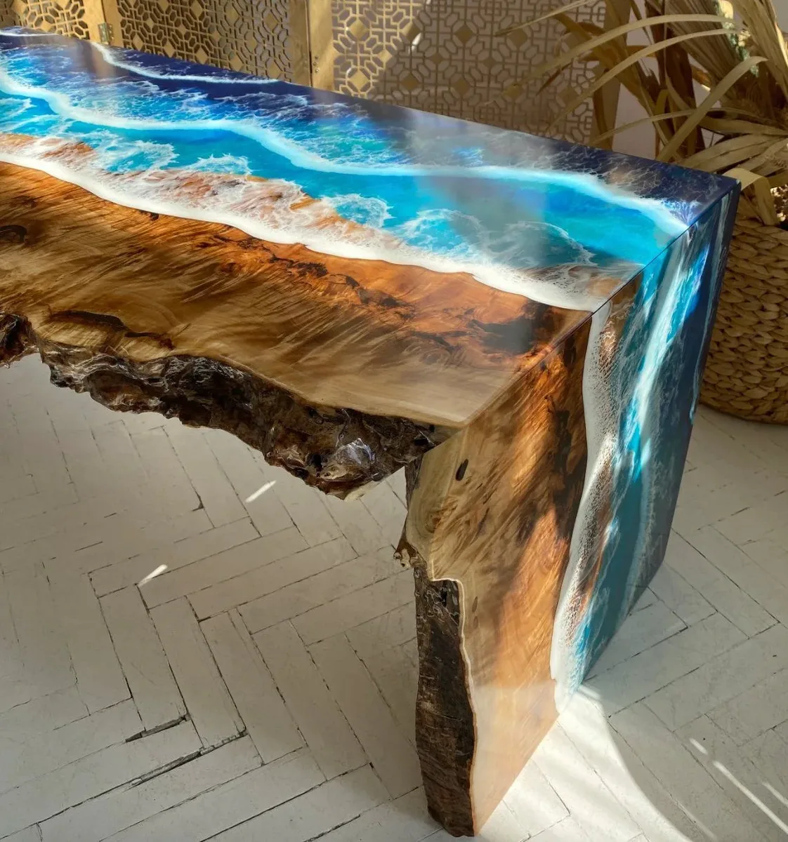 Console océan Seugne, résine bleue, vue 3 sur 4