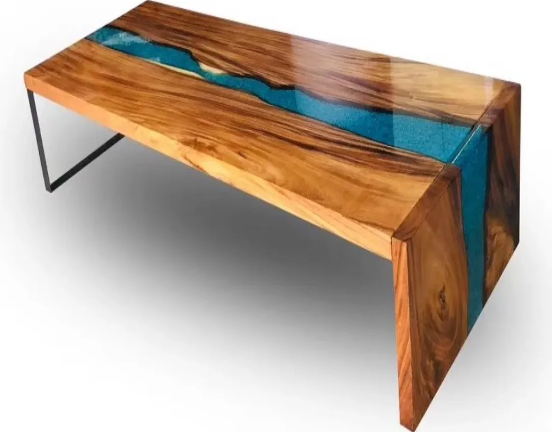 Console rivière Allier, résine bleue — ATELIER RIVIÈRE, fabrication à la commande