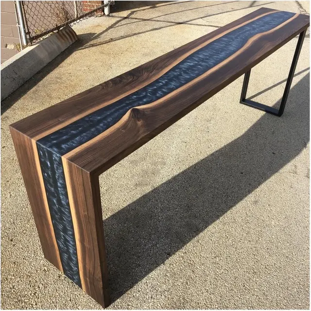 Console rivière Beuvron, résine noire — tables d'appoint et consoles