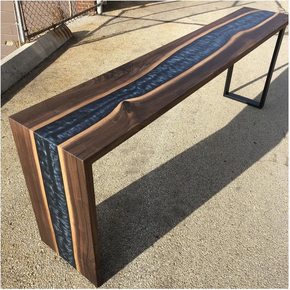 Console rivière Beuvron, résine noire — ATELIER RIVIÈRE, fabrication à la commande