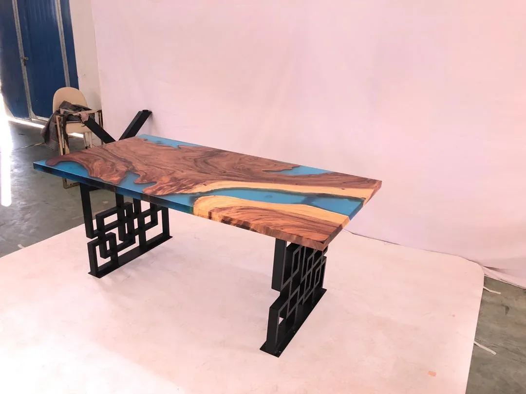 Console rivière Gartempe, résine bleue — ATELIER RIVIÈRE, fabrication à la commande