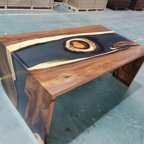 Console rivière Sarthe, résine noire — tables d'appoint et consoles