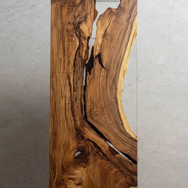 Plateau de table epoxy Ain, résine transparente — plateaux epoxy