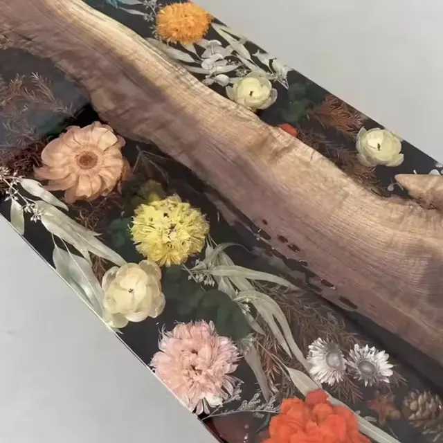 Plateau de table epoxy Bienne, résine noire — plateaux epoxy