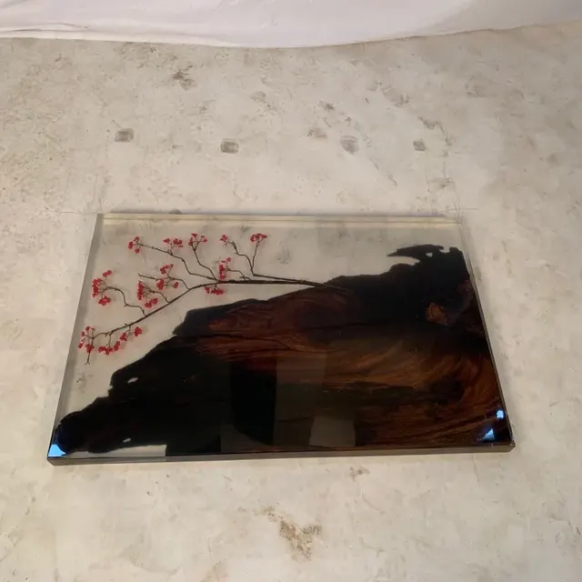 Plateau de table epoxy carré Arroux, résine noire — plateaux epoxy