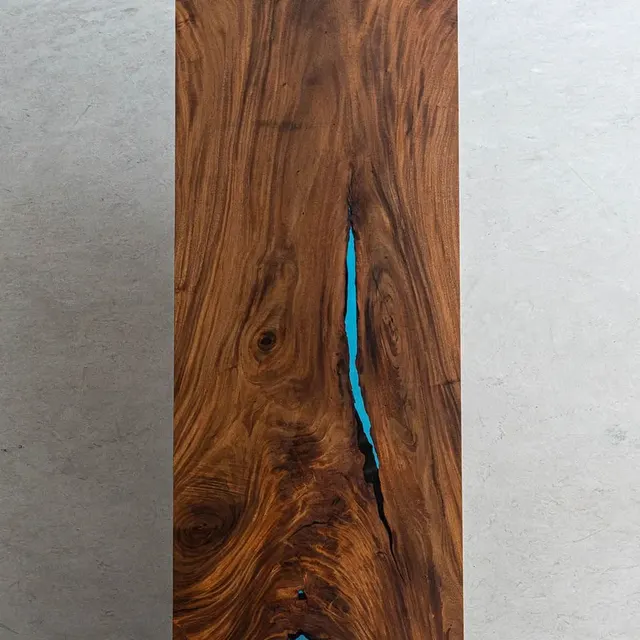 Plateau de table epoxy Chéran, résine verte — plateaux epoxy