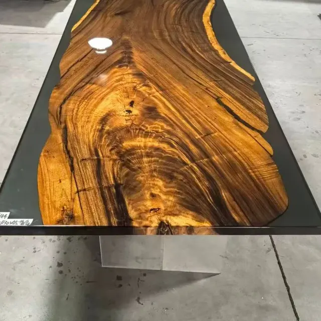 Plateau de table epoxy Corrèze, résine noire — plateaux epoxy