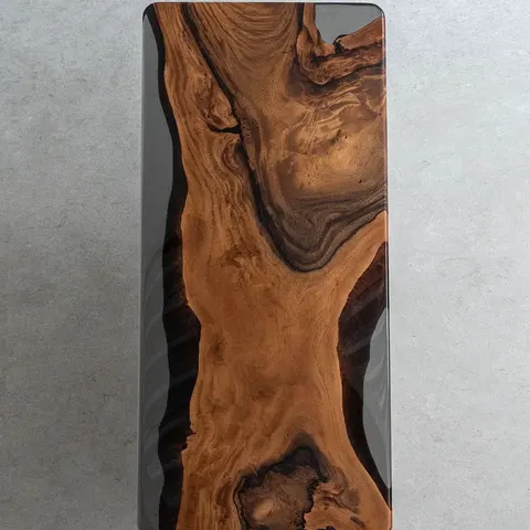Plateau de table epoxy Giffre, résine noire — plateaux epoxy