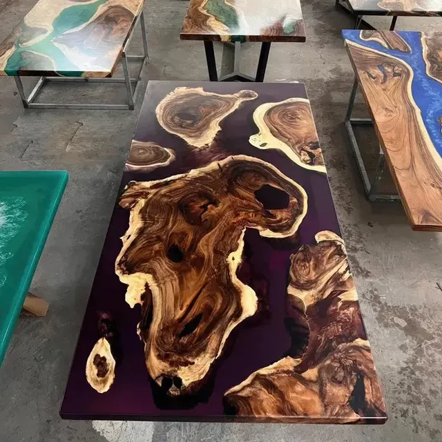 Plateau de table epoxy Isle, résine noire — plateaux epoxy