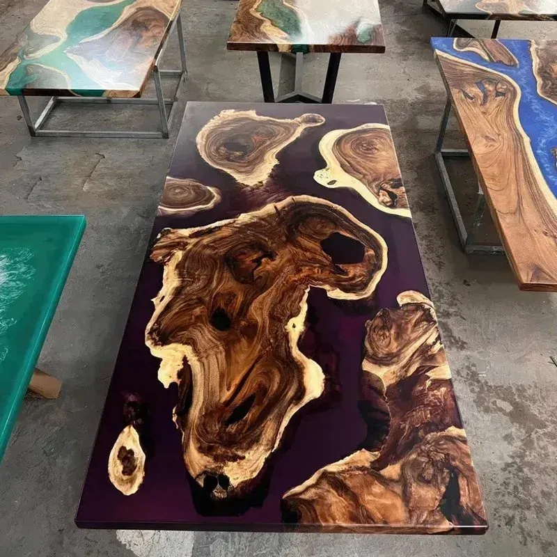 Plateau de table epoxy Isle, résine noire — ATELIER RIVIÈRE, fabrication à la commande