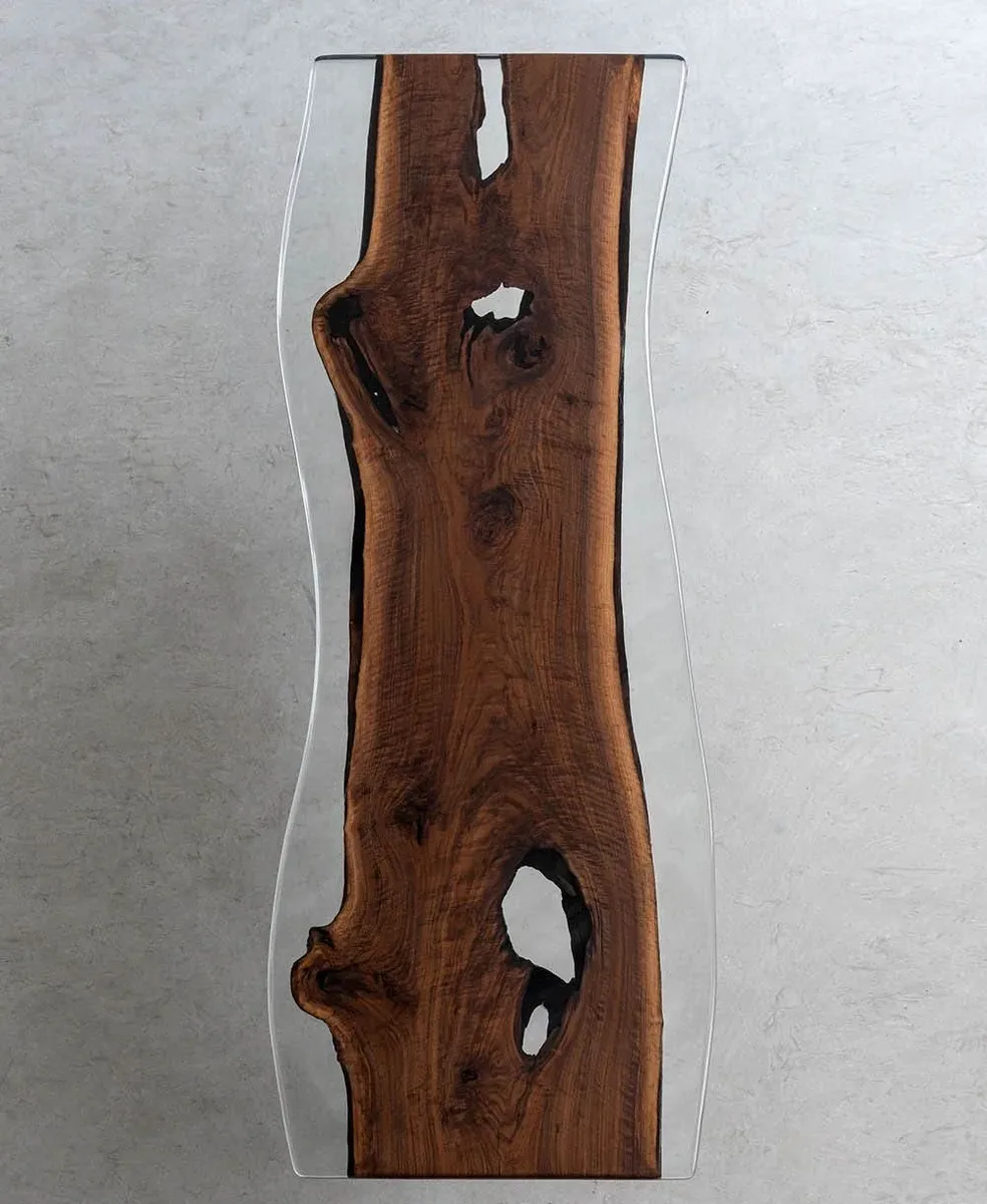 Plateau de table epoxy Ognon, résine transparente, vue 2 sur 2