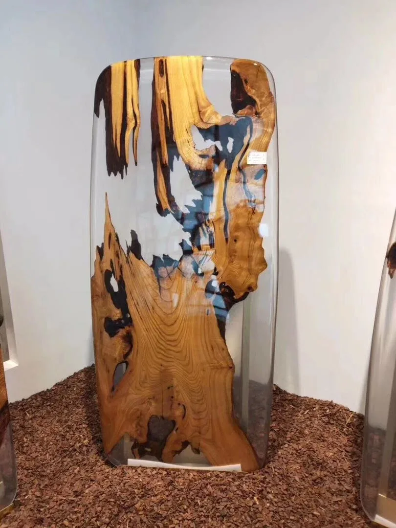 Plateau de table epoxy Rance, résine transparente — ATELIER RIVIÈRE, fabrication à la commande