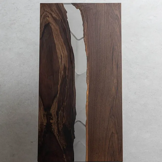 Plateau de table epoxy Roya, résine transparente — plateaux epoxy