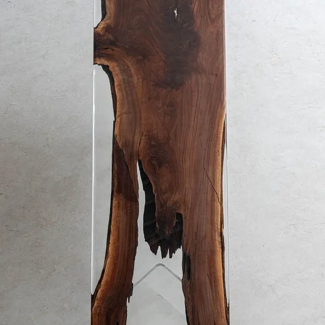 Plateau de table epoxy Sélune, résine transparente — plateaux epoxy
