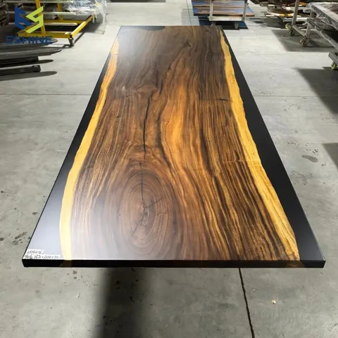 Plateau de table epoxy Tarn, résine noire — plateaux epoxy