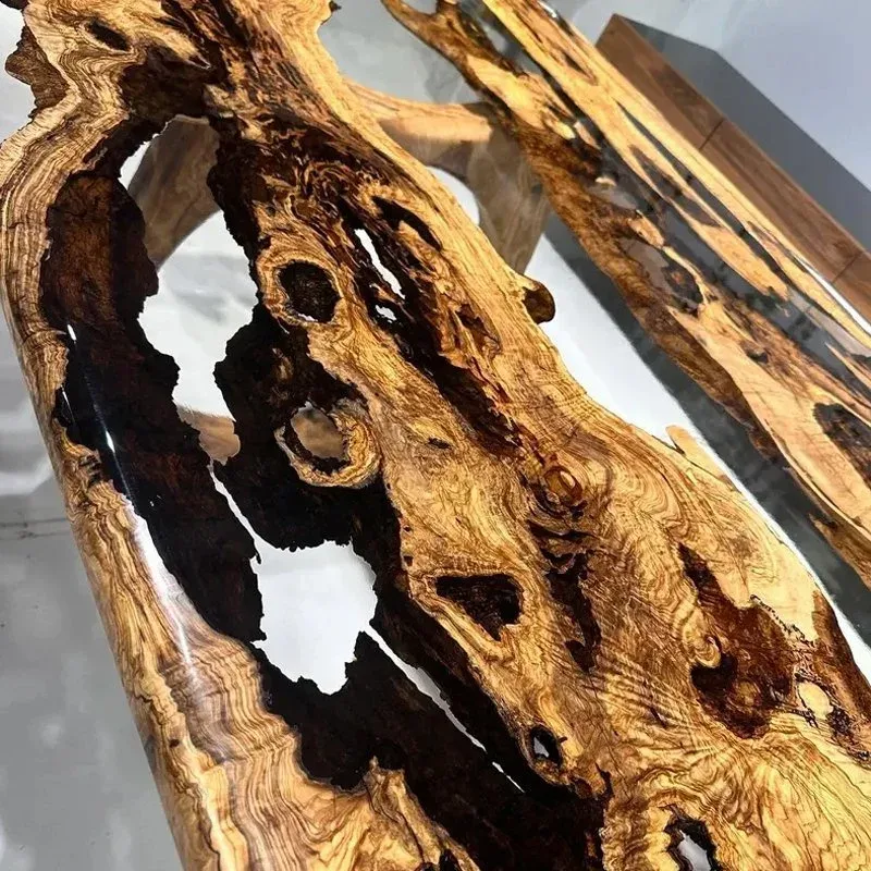 Plateau de table epoxy Vézère, résine noire — ATELIER RIVIÈRE, fabrication à la commande