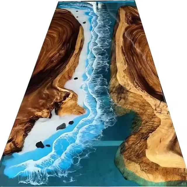 Plateau de table océan Hérault, résine bleue — plateaux epoxy