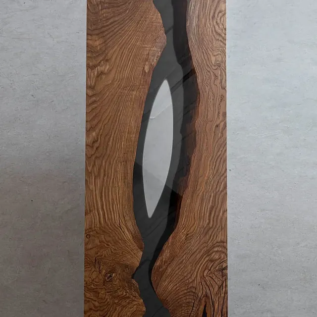 Plateau de table rivière Arc, résine noire — plateaux epoxy