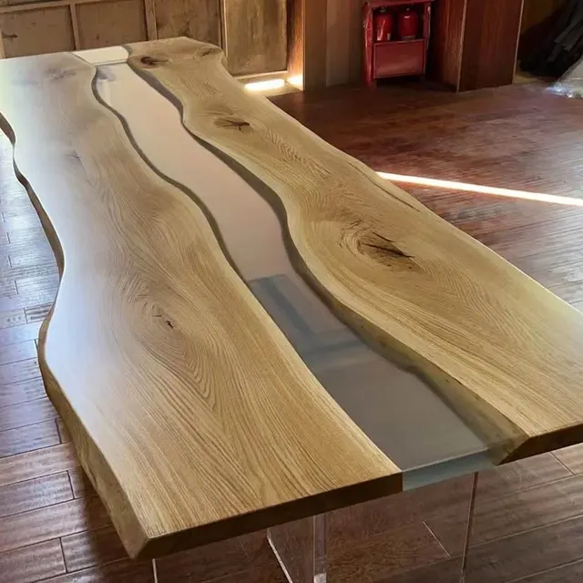 Plateau de table rivière Armançon, résine noire — plateaux epoxy