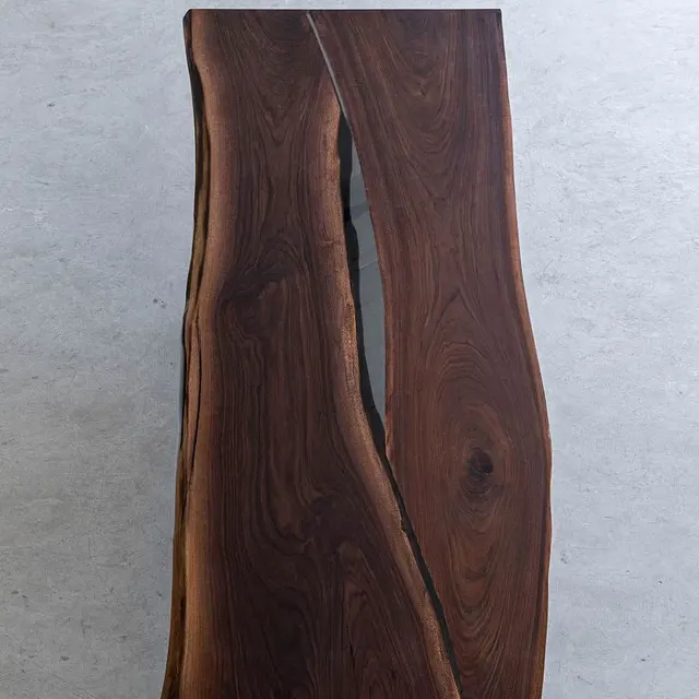 Plateau de table rivière Bléone, résine transparente — plateaux epoxy