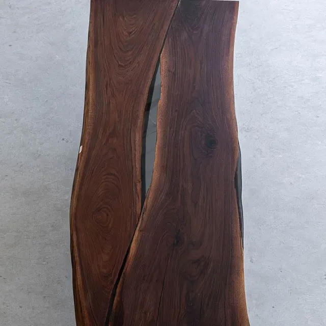 Plateau de table rivière Buëch, résine transparente — plateaux epoxy
