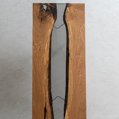 Plateau de table rivière Doubs, résine noire — plateaux epoxy