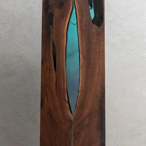 Plateau de table rivière Drac, résine verte — plateaux epoxy