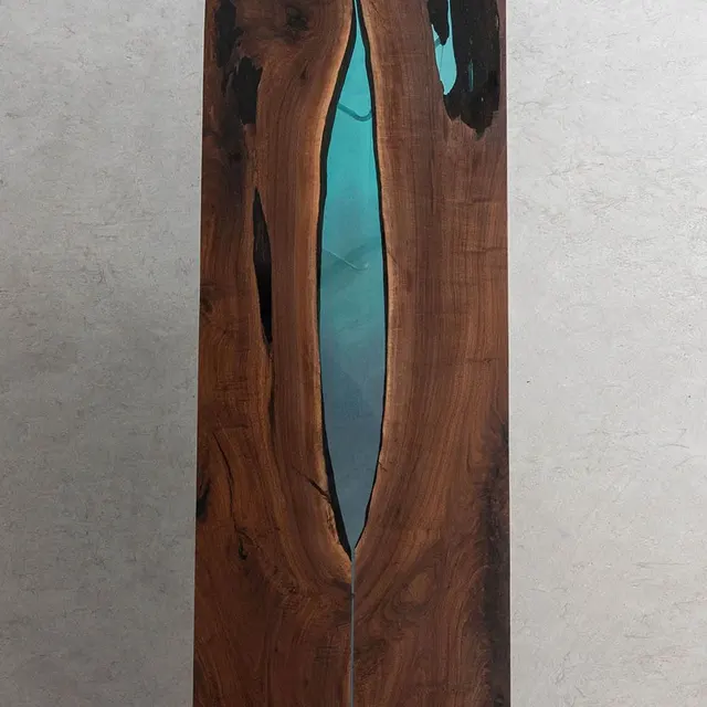Plateau de table rivière Drac, résine verte — plateaux epoxy