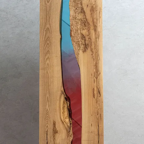 Plateau de table rivière Lanterne, résine colorée — plateaux epoxy