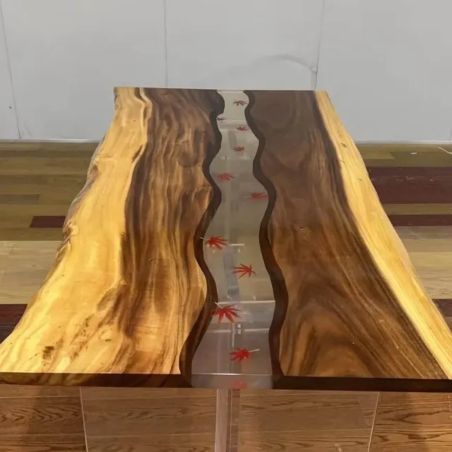 Plateau de table rivière Lanterne, résine transparente — plateaux epoxy