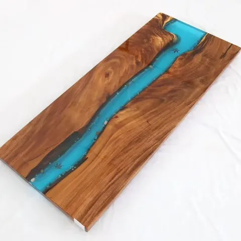 Plateau de table rivière Layon, résine bleue — plateaux epoxy