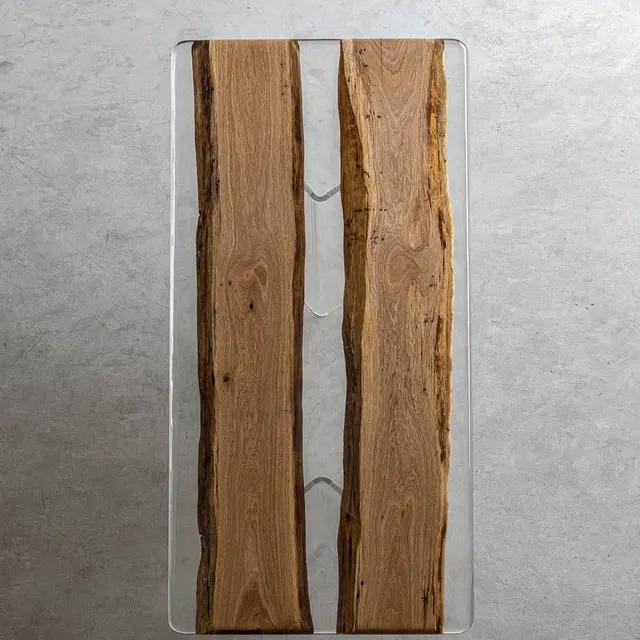 Plateau de table rivière Saône, résine transparente — plateaux epoxy