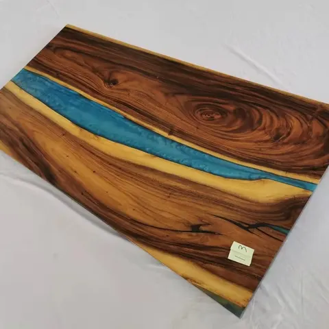 Plateau de table rivière Scarpe, résine bleue — plateaux epoxy