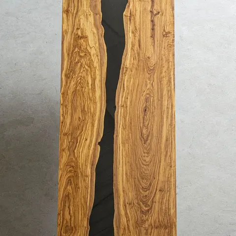 Plateau de table rivière Seille, résine noire — plateaux epoxy