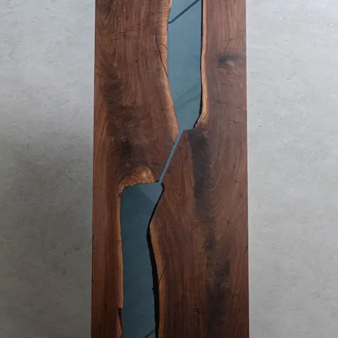 Plateau de table rivière Tinée, résine bleue — plateaux epoxy