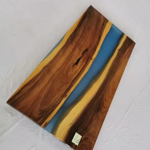 Plateau de table rivière Vilaine, résine bleue — plateaux epoxy