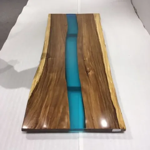 Plateau de table rivière Zorn, résine verte — plateaux epoxy