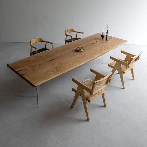 Table à manger en bois massif Aigues teinte chêne — tables à manger en bois massif