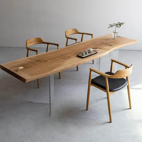 Table à manger en bois massif Baïse teinte chêne — tables à manger en bois massif