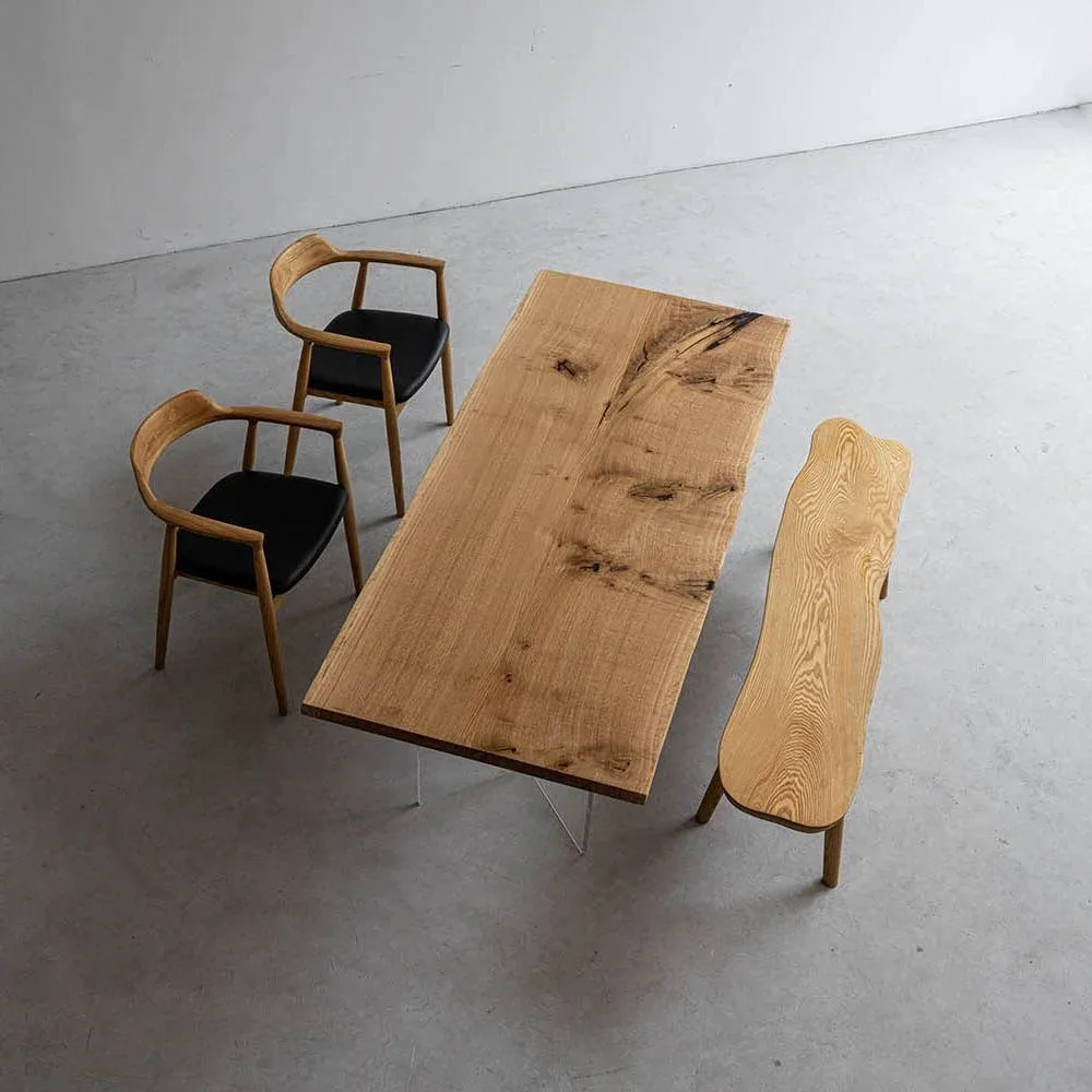 Table à manger en bois massif Creuse teinte chêne, vue 4 sur 6