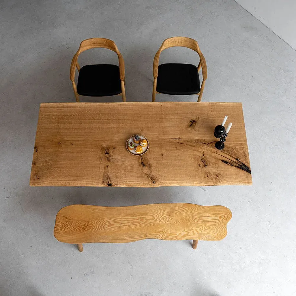 Table à manger en bois massif Creuse teinte chêne, vue 6 sur 6