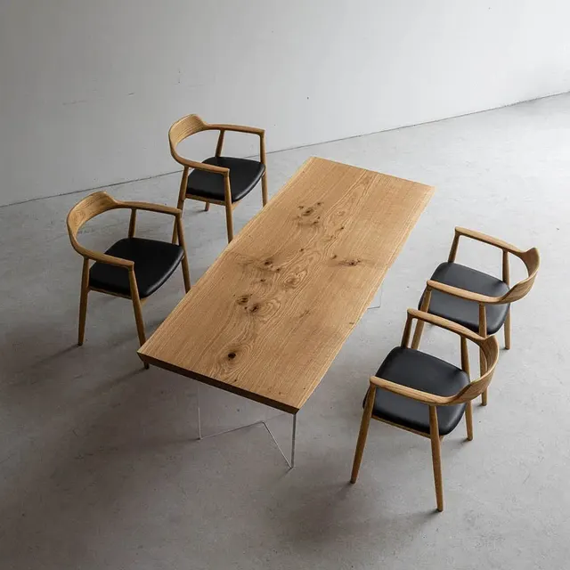 Table à manger en bois massif Drôme teinte chêne — tables à manger en bois massif