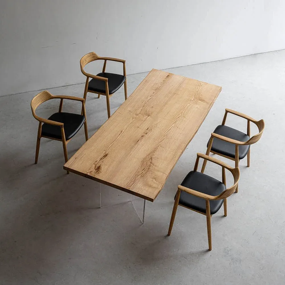 Table à manger en bois massif Drôme teinte chêne, vue 2 sur 2