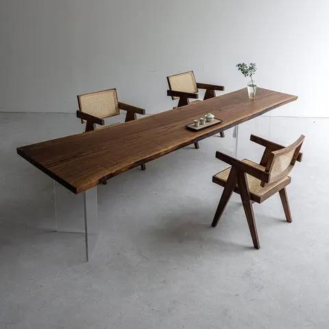 Table à manger en bois massif Durance teinte noyer — tables à manger en bois massif