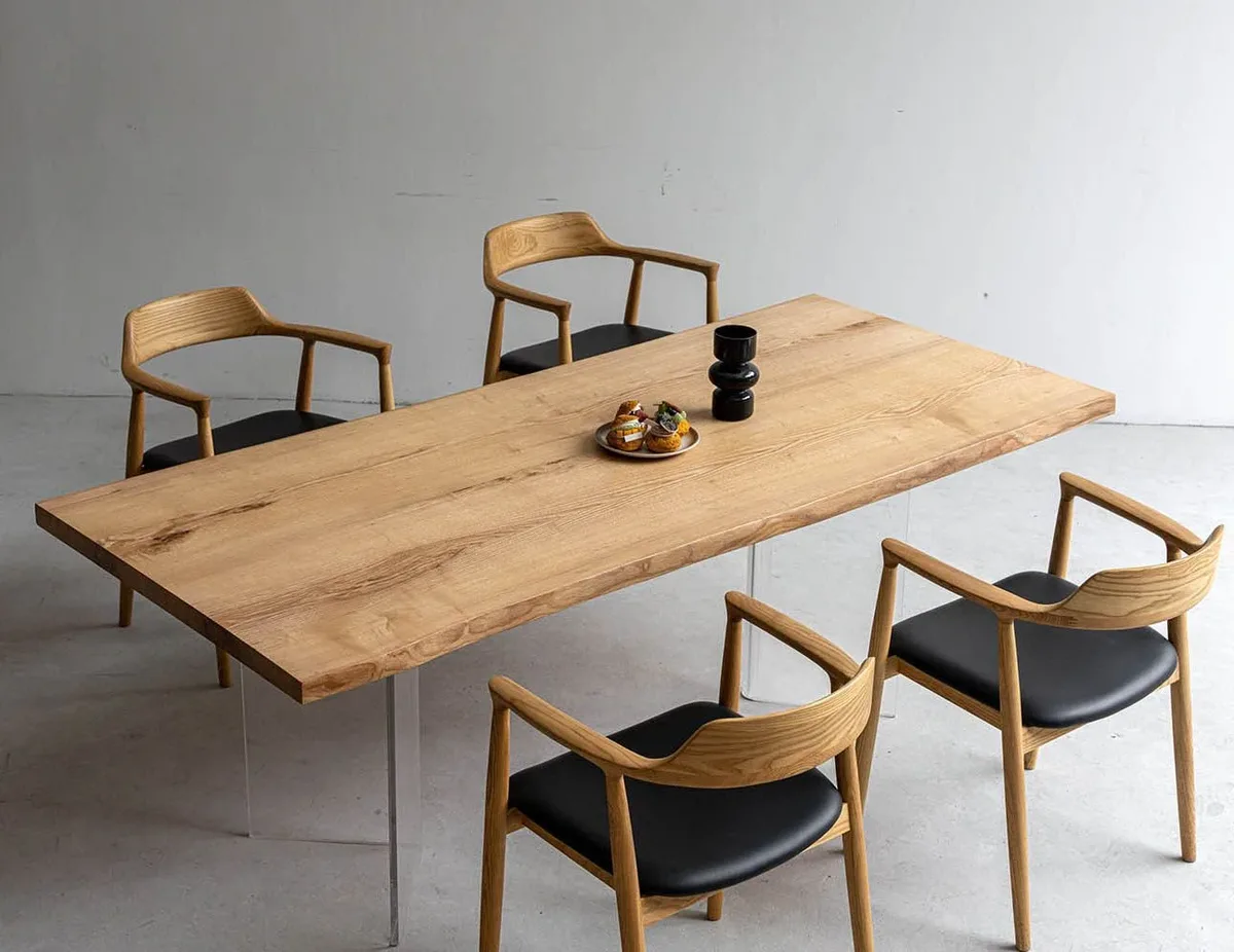 Table à manger en bois massif Ouvèze teinte chêne, vue 2 sur 2