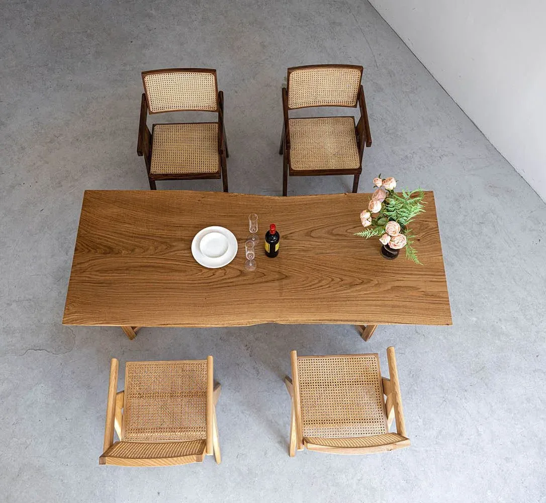 Table à manger en bois massif Vienne teinte chêne, vue 6 sur 6