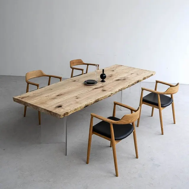 Table à manger en bois massif Yonne teinte chêne — tables à manger en bois massif