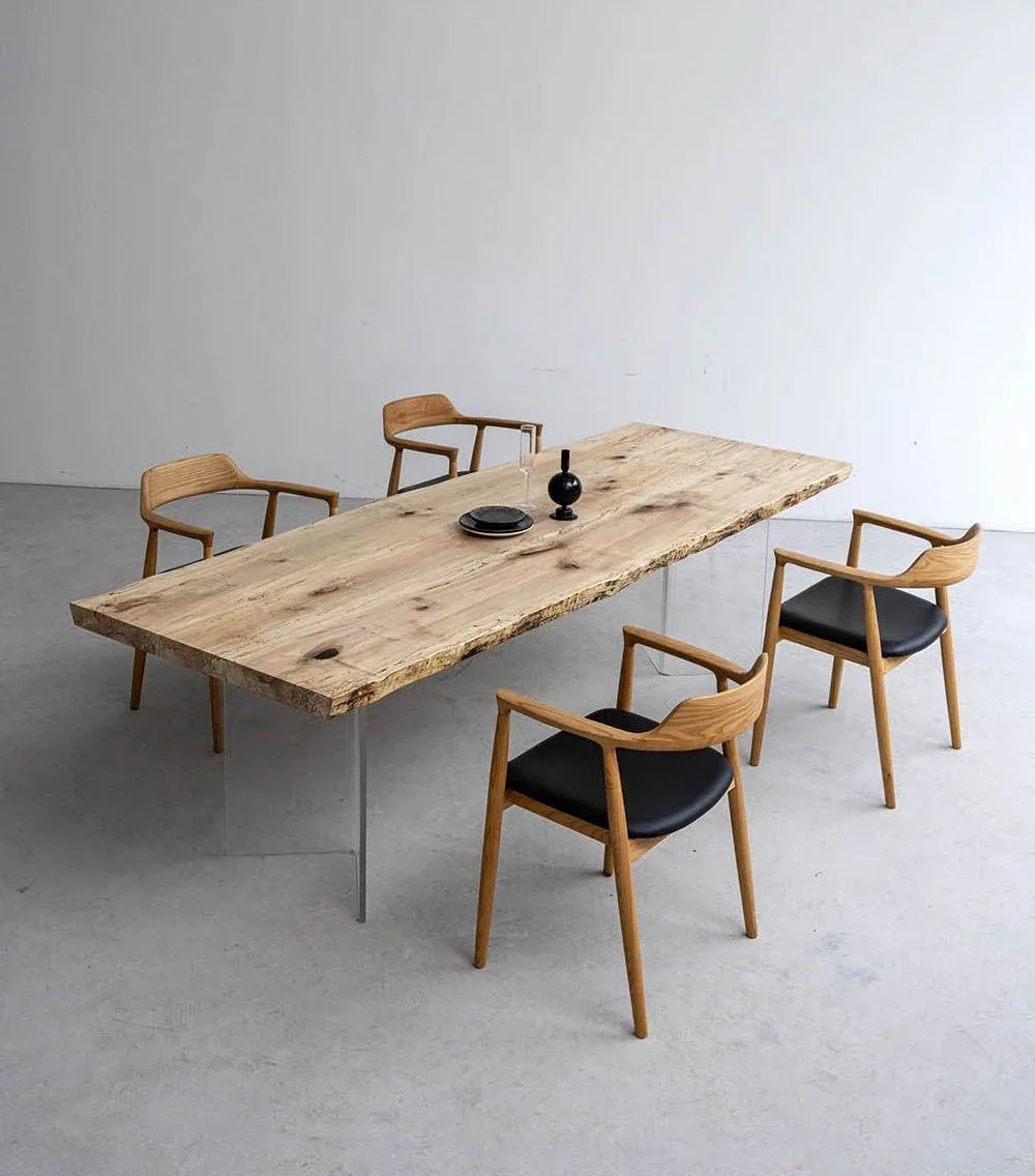 Table à manger en bois massif Yonne teinte chêne — ATELIER RIVIÈRE, fabrication à la commande